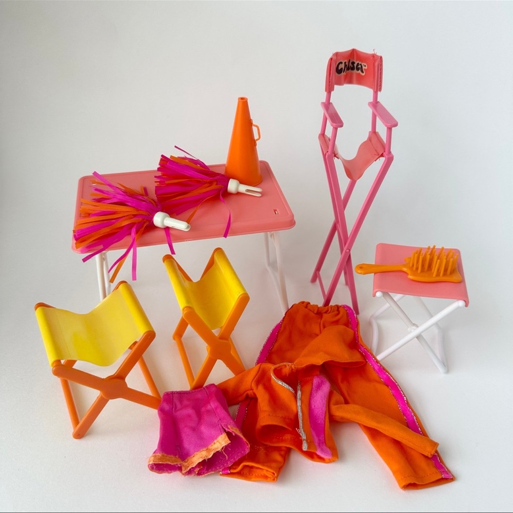 Vintage Barbie Furniture and Cheerleading Accesory Bundle
